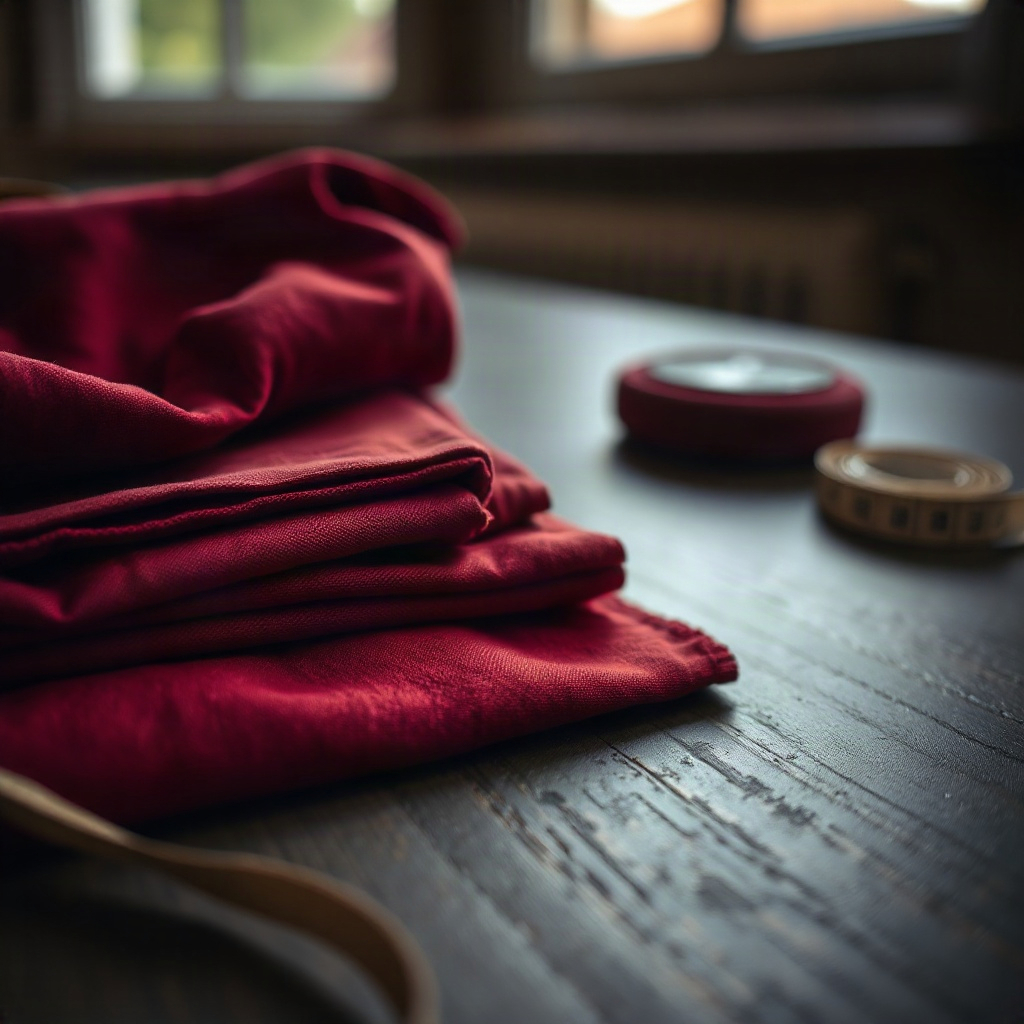 Fabric swatches on a work table