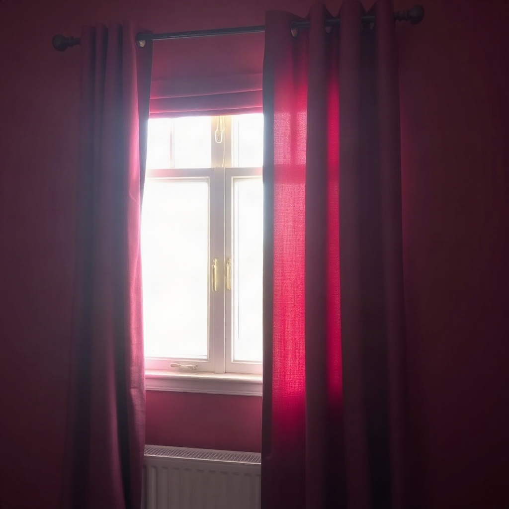 Window with drawn curtains