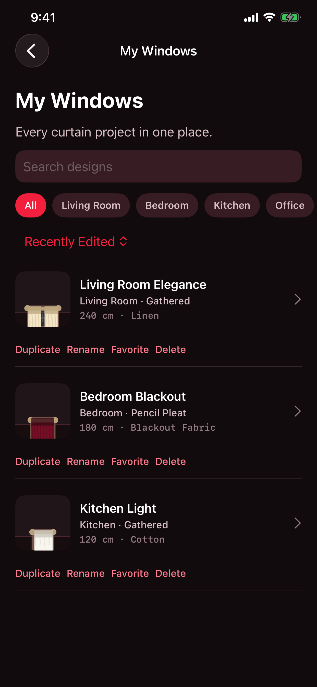 Window archive list